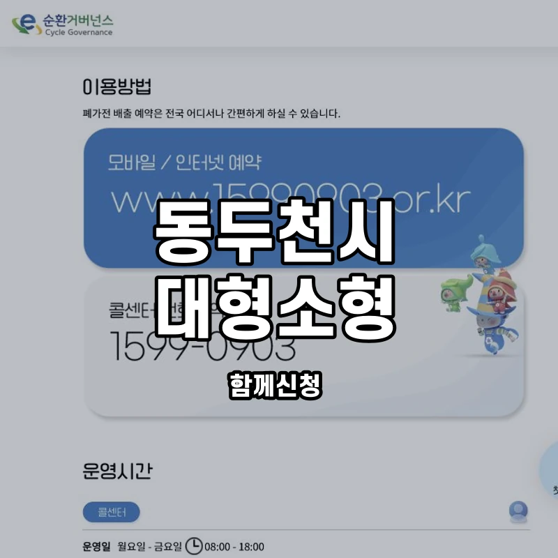 e순환거버넌스 공식 대형·소형 폐가전 수거 기준 안내 화면