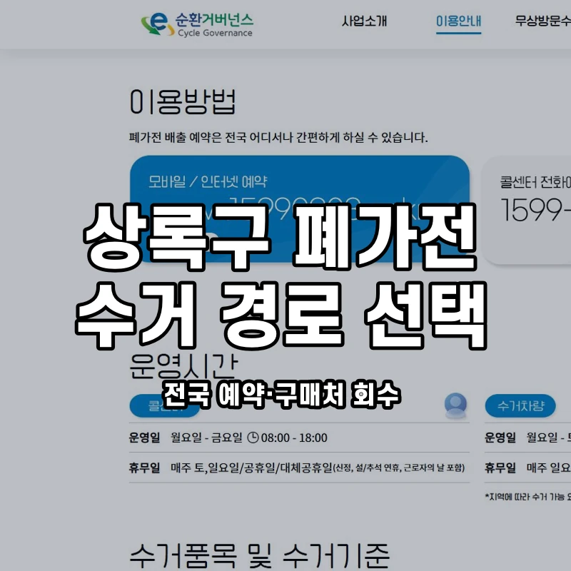 공식 전국 이용안내와 상록구 폐가전 회수 경로 안내